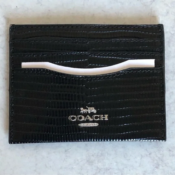 Coach Black Lizard Embossed Leather Slim Card Case - Picture 5 of 5